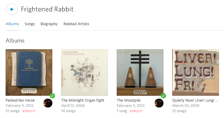 Albums van Frightened Rabbit via Rdio